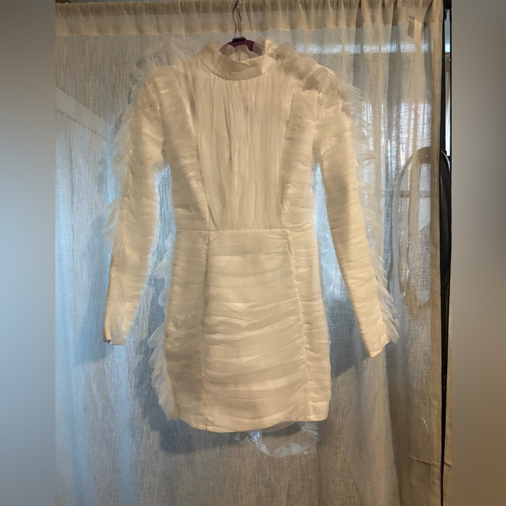 PLT Bandage Chiffon Frill Mini Bandage Dress